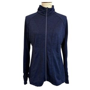 PrAna Women's Blue Marled Full Zip Jacket Thumbholes Size Large